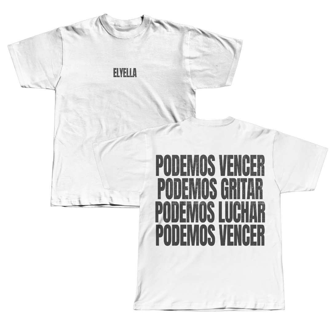 Camiseta "Podemos vencer" blanca ELYELLA (Ed. limitada)